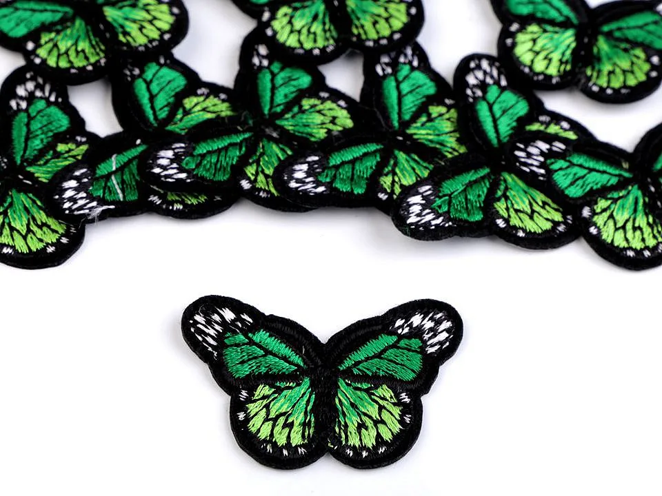 Aufbügler Schmetterling Schwarz/Grün, Motiv in der Ansicht