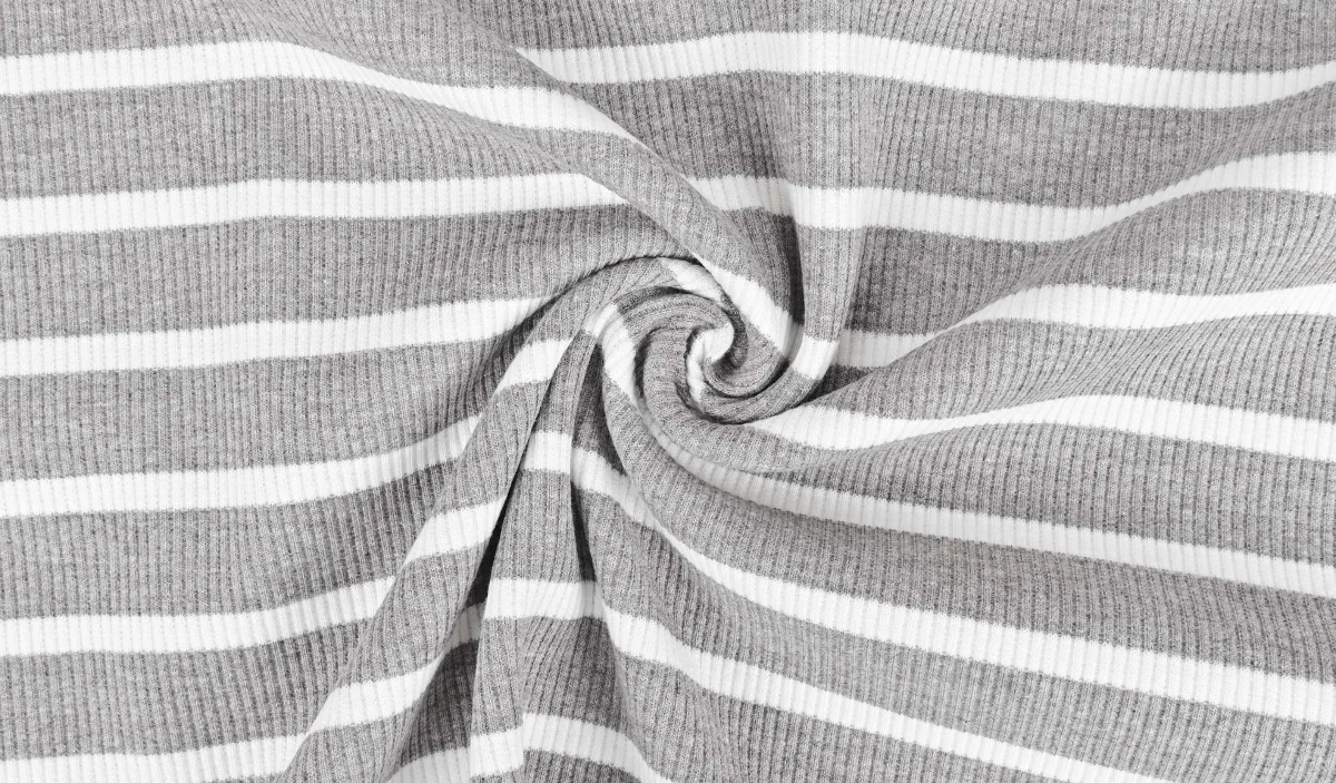 Rippjersey Waffeljersey in Hellgrau/Weiß, Meterware im Detail
