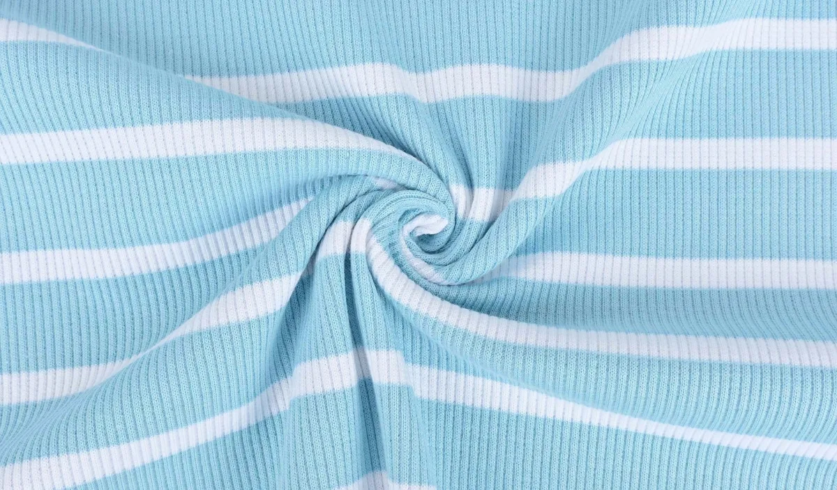 Rippjersey Waffeljersey in Hellblau/Weiß, Meterware im Detail