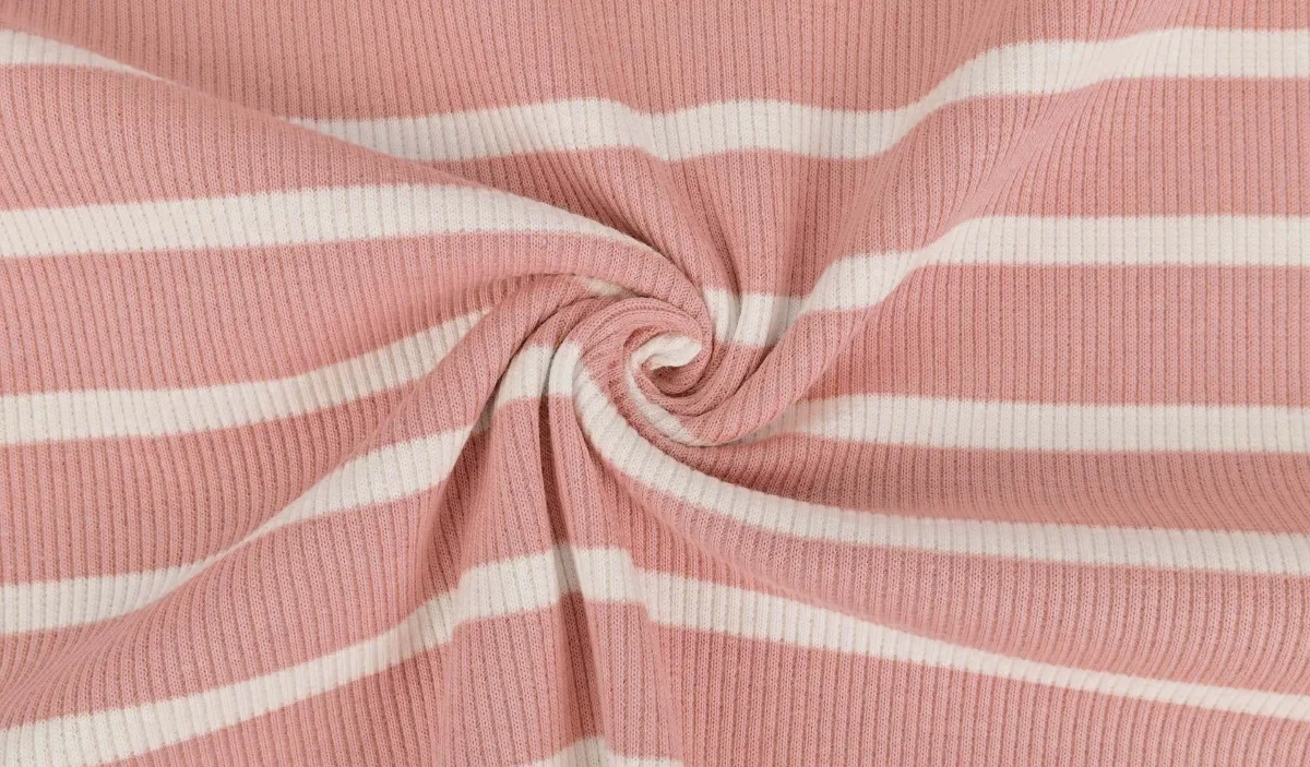 Rippjersey Waffeljersey in Altrosa/Weiß, Meterware im Detail