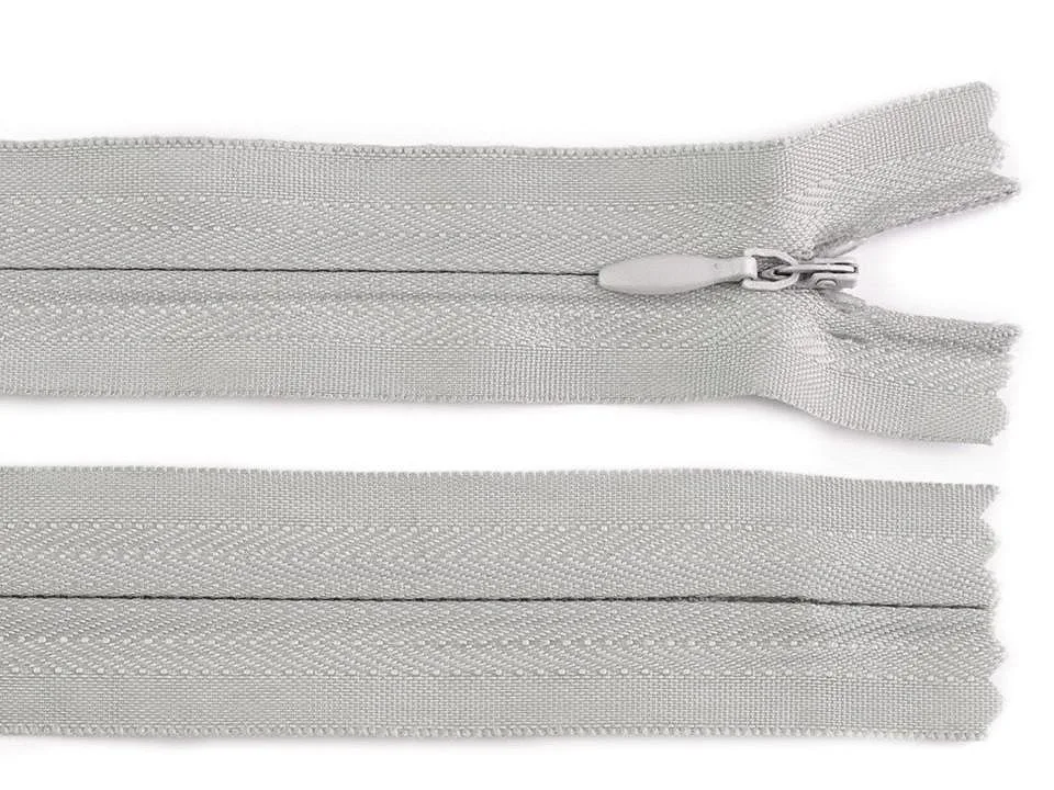 Nahtverdeckter Reißverschluss 20 cm in Beigegrau, Spirale 3 mm