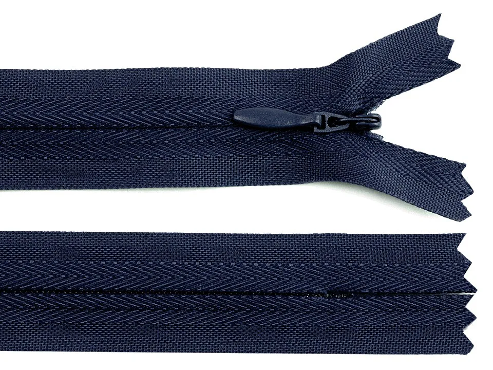 Nahtverdeckter Reißverschluss 20 cm in Dunkelblau, Spirale 3 mm