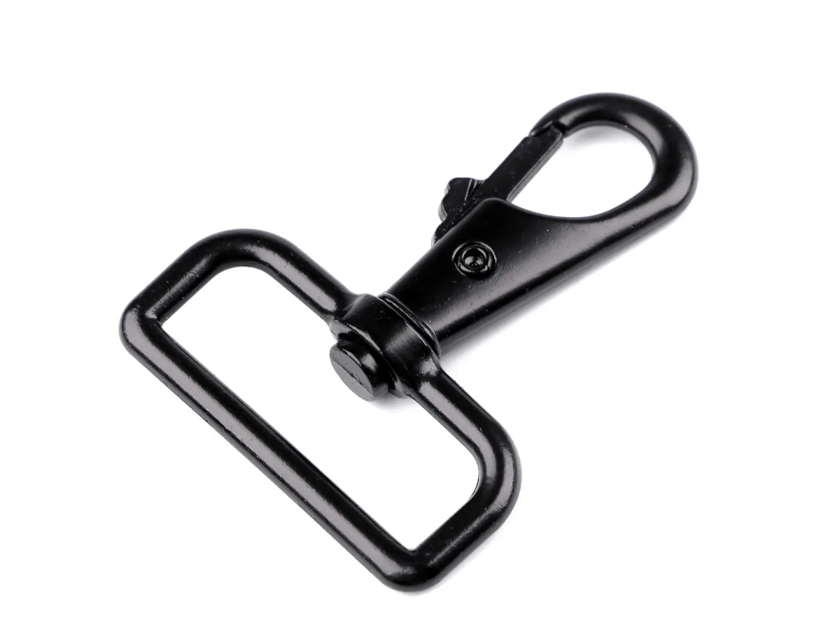 Metall Karabiner Schwarz Fädelloch, Nahaufnahme
