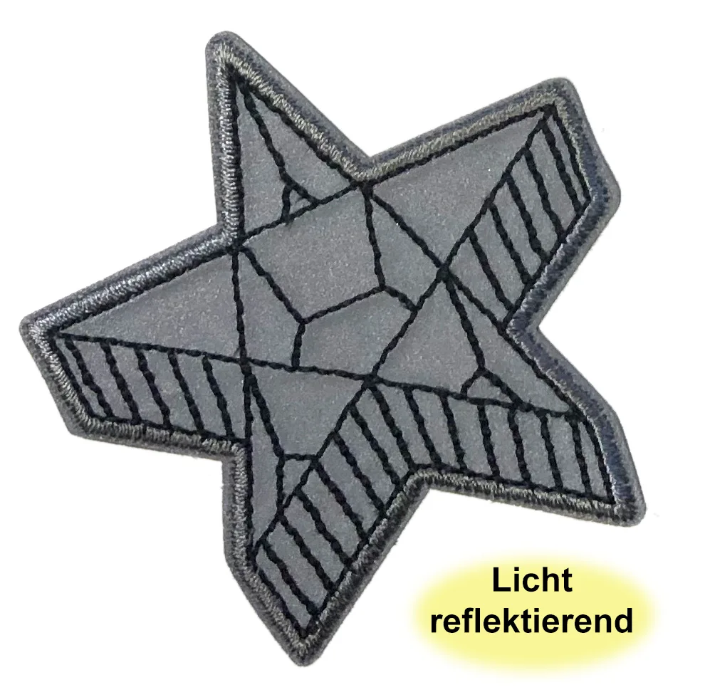 Applikation zum Aufbügeln Stern in Silber, Motiv in der Ansicht