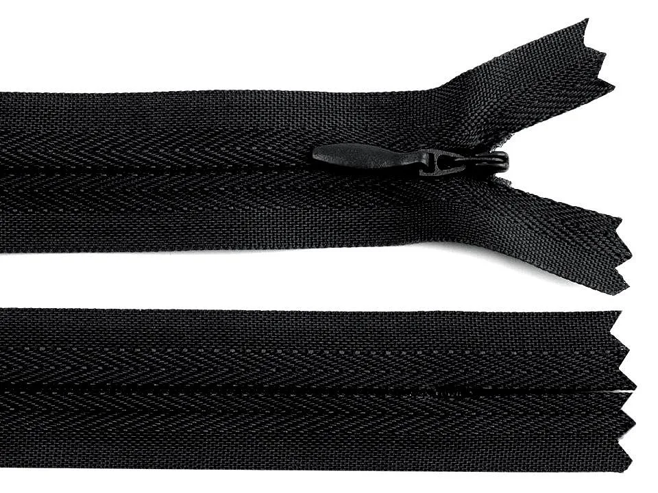 Nahtverdeckter Reißverschluss 60 cm in Schwarz, Spirale 3 mm