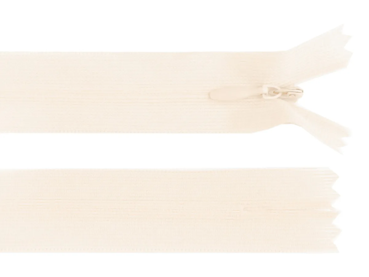 Nahtverdeckter Reißverschluss 30 cm in Creme, Spirale 3 mm