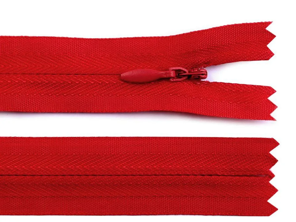 Nahtverdeckter Reißverschluss 60 cm in Rot, Spirale 3 mm