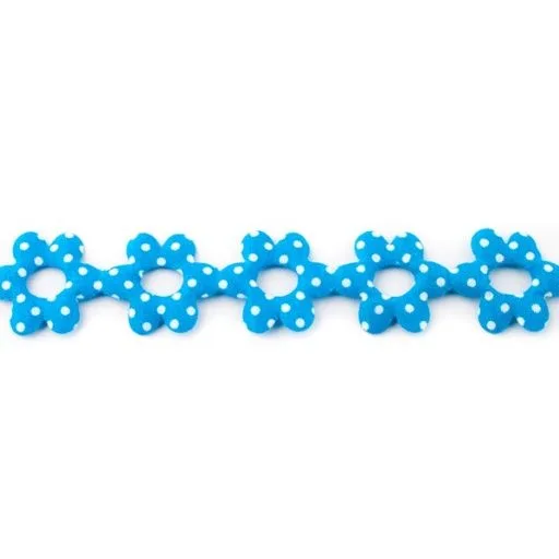 Blumenborte in Aqua, Meterware im Ausschnitt