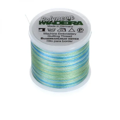 Spule Madeira Polyneon Multicolor Amazone, bunt mit Hellblau, Mint und Gelbgrün