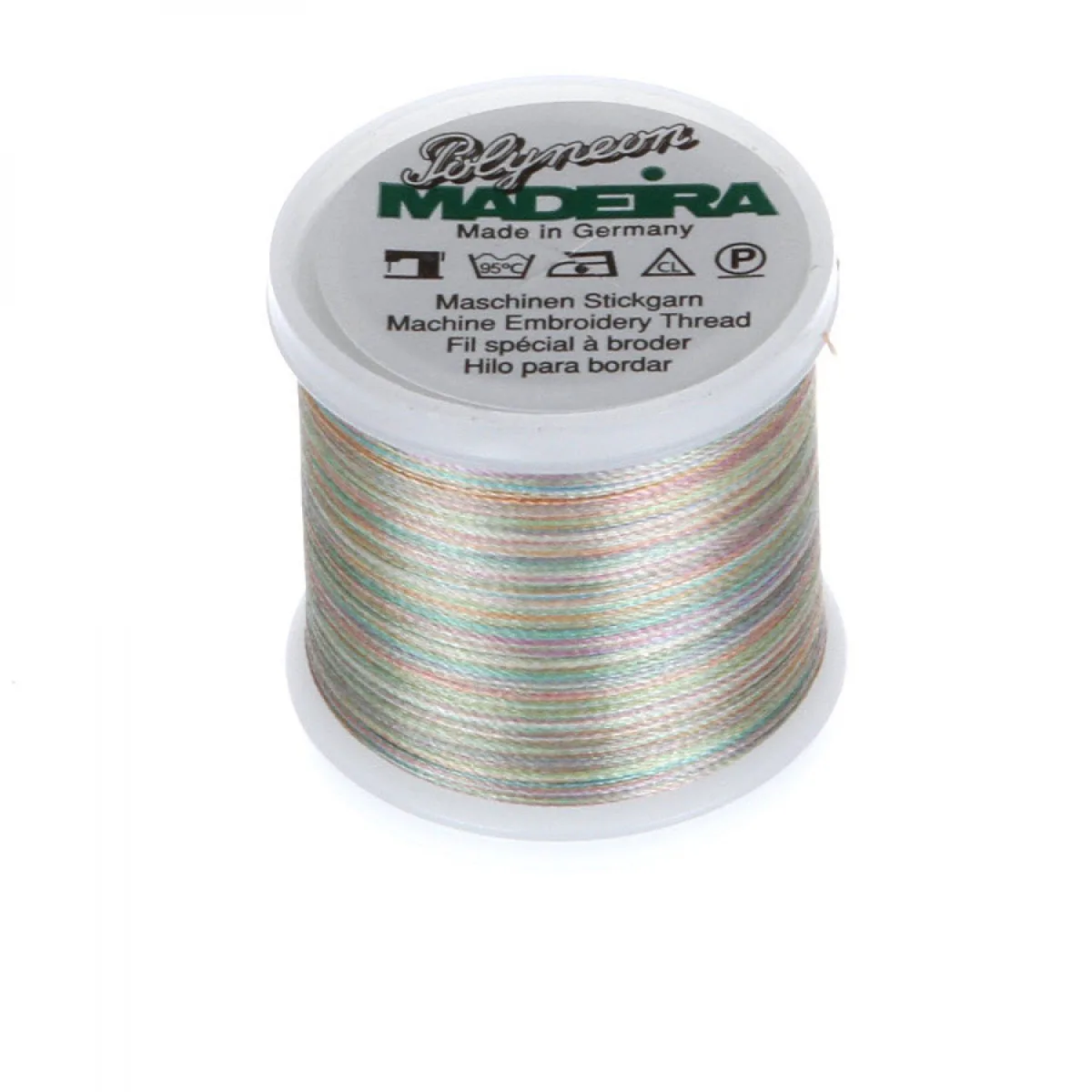 Spule Madeira Polyneon Multicolor Savanna, bunt mit Creme, Mint und Hellgrau