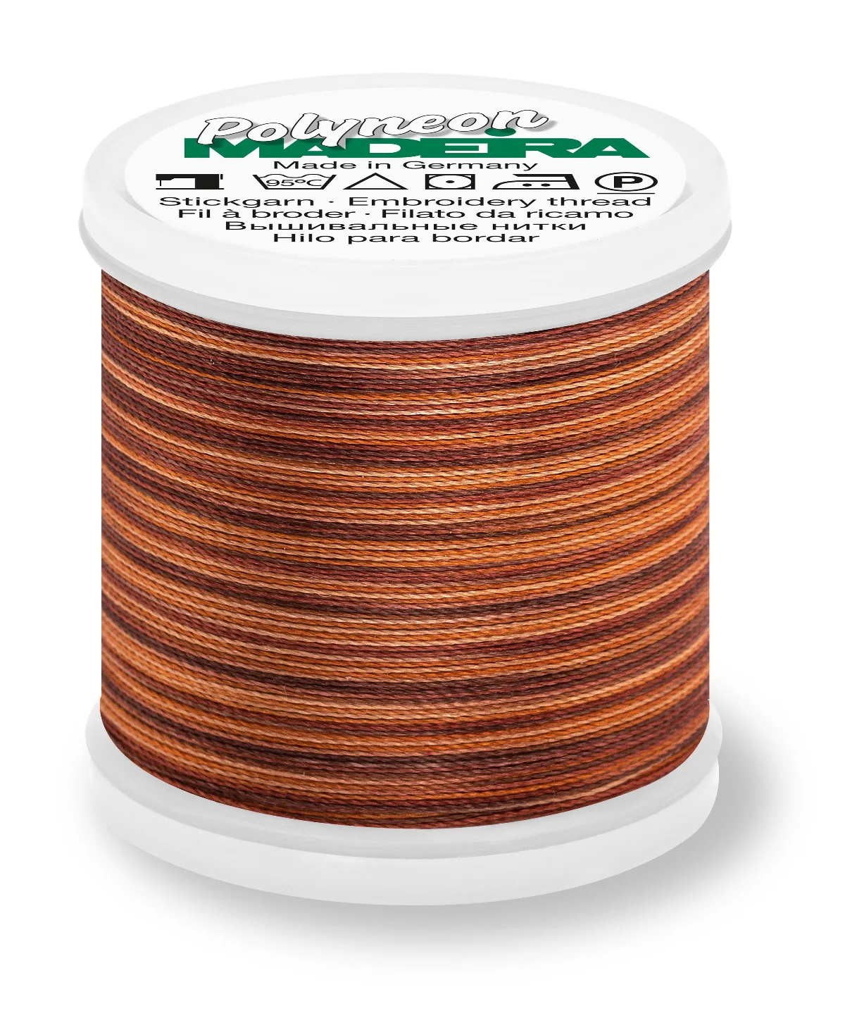 Spule Madeira Polyneon Multicolor Cappuccino, bunt mit Kupfer, Braun und Orange