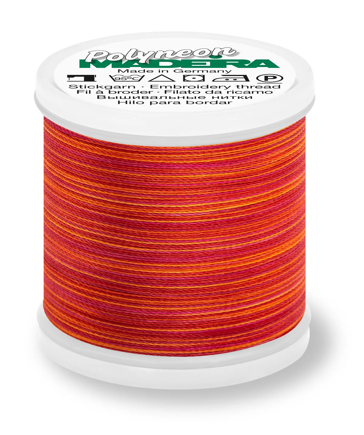 Spule Madeira Polyneon Multicolor Open Fire, bunt mit Rot, Kirschrot und Orange