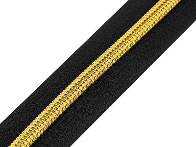 Reißverschluss als Meterware in Gold, spiralförmig, mit 5 mm Spiralbreite