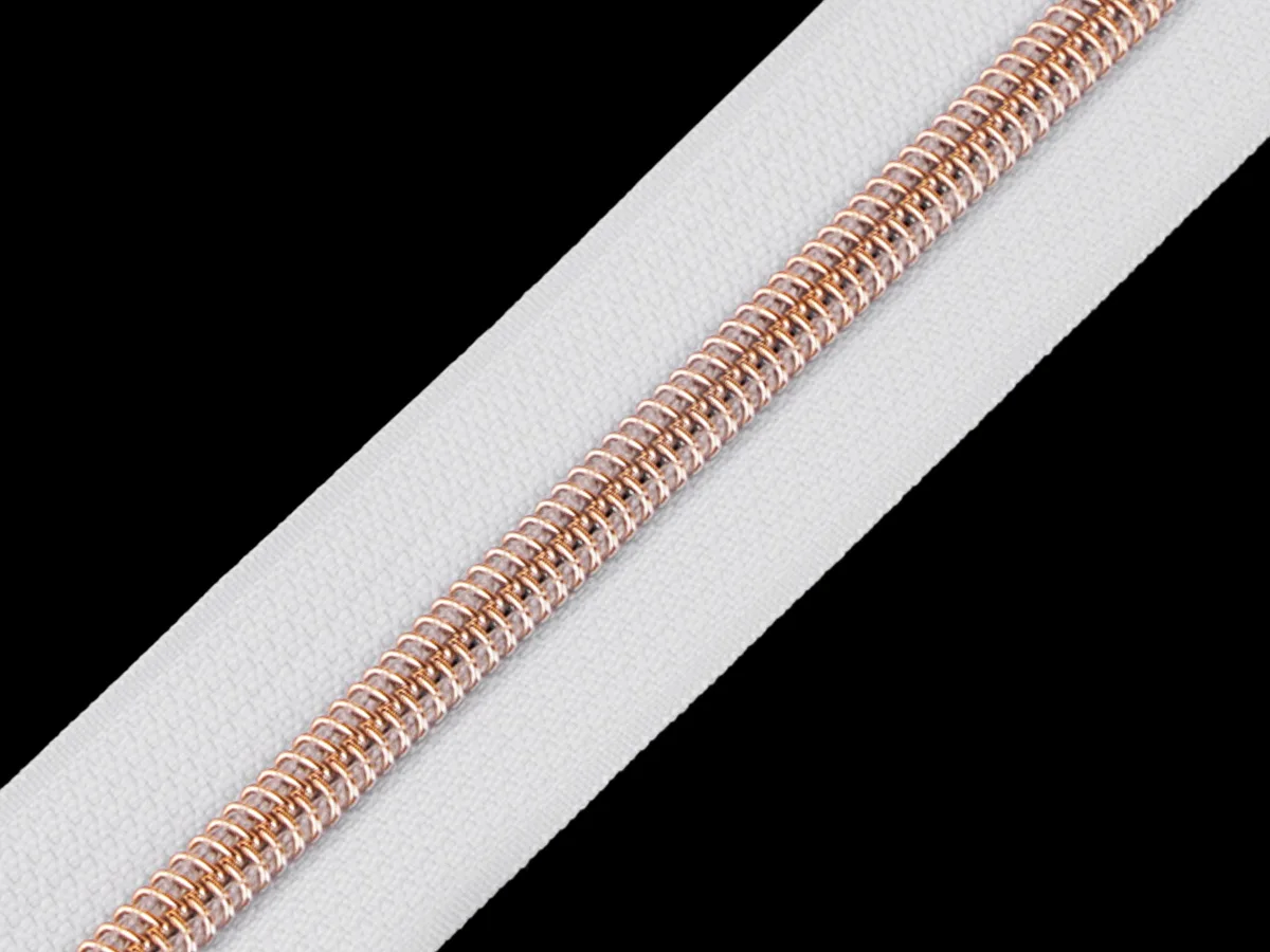 Reißverschluss als Meterware in Weiß, spiralförmig, mit 5 mm Spiralbreite