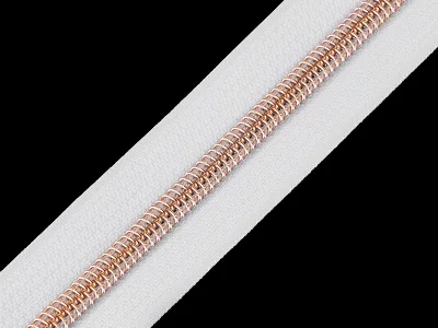 Reißverschluss als Meterware in Weiß, spiralförmig, mit 5 mm Spiralbreite
