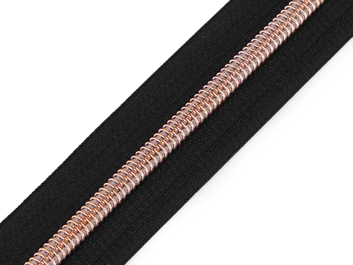 Reißverschluss als Meterware in Schwarz, spiralförmig, mit 5 mm Spiralbreite