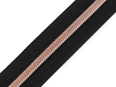 Reißverschluss als Meterware in Schwarz, spiralförmig, mit 5 mm Spiralbreite