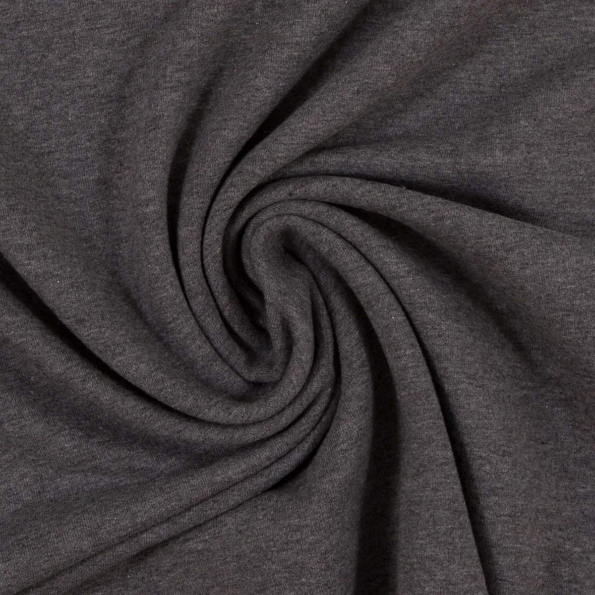 Baumwolljersey in Dunkelgrau, Meterware im Detail