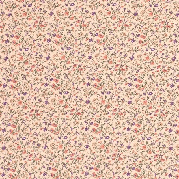 Baumwollwebware Popeline Blüten in Lachs, Meterware im Detail