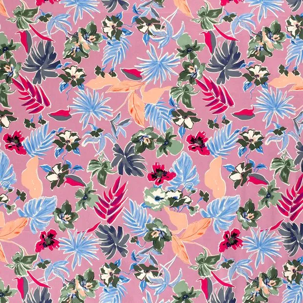 Satin Blüten in Altrosa, Meterware im Detail