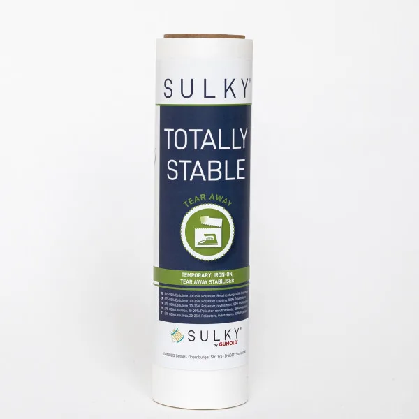 Sulky Totally Stable aufbügelbares Ausreißvlies 25 cm × 10 m in Weiß