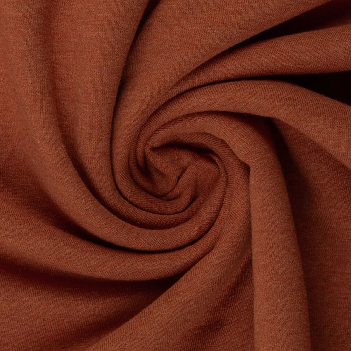 Baumwolljersey in Terracotta, Meterware im Detail
