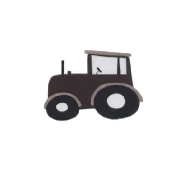 Bügelbild Traktor Braun klein, Motiv in der Ansicht