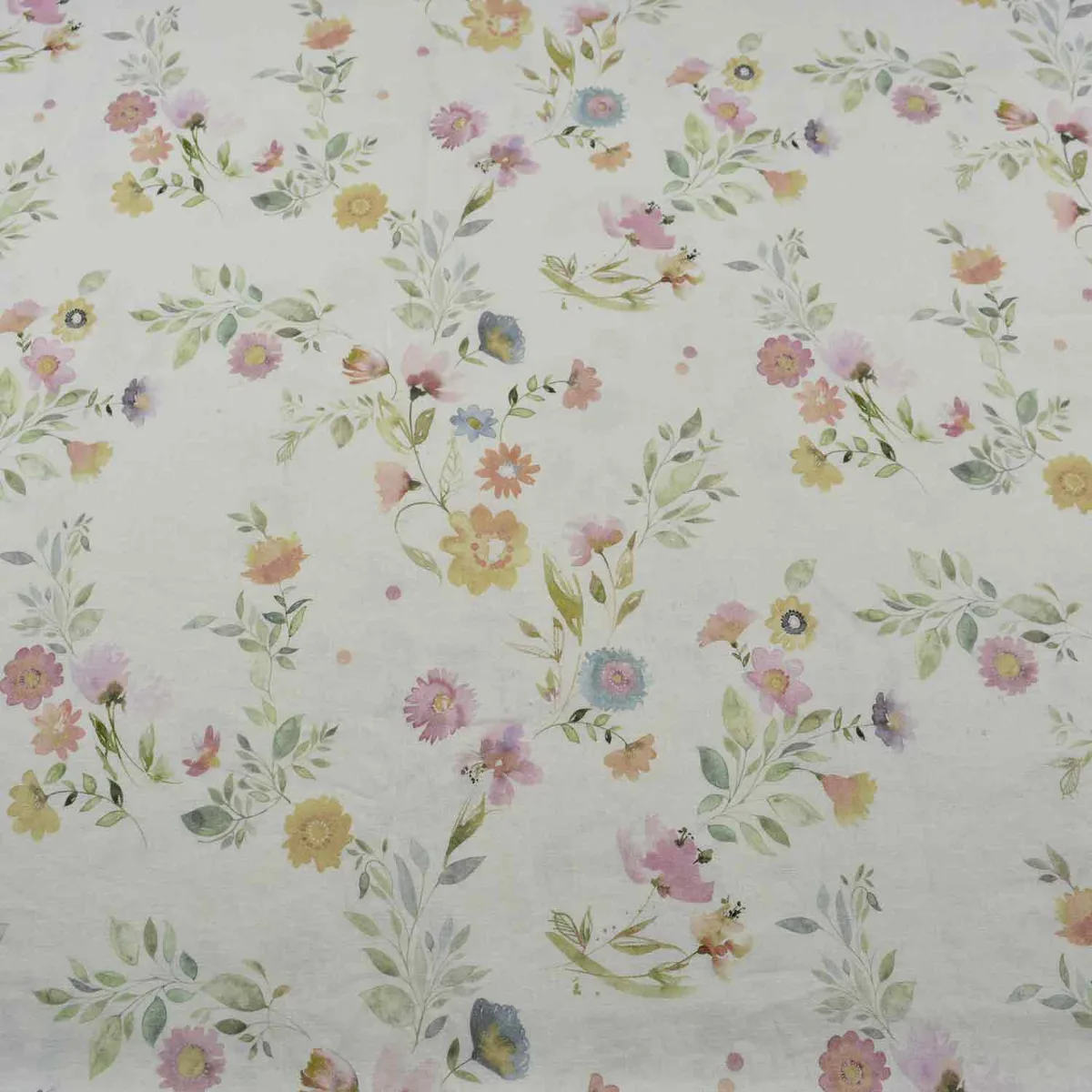 Baumwoll-Leinen Blüten in Ecru, Meterware im Detail