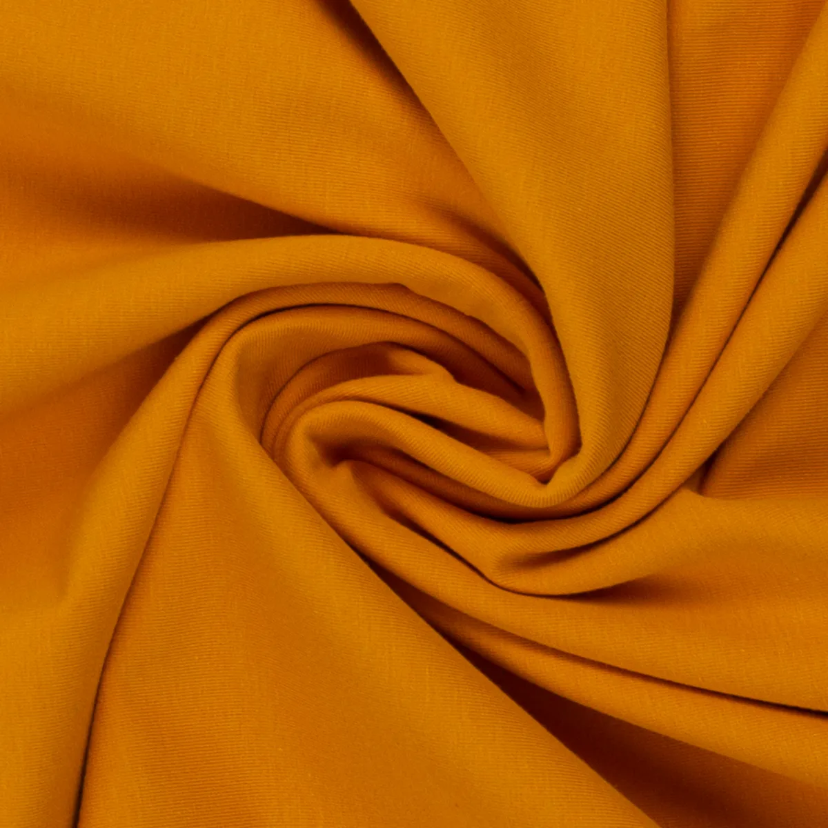 Baumwolljersey in Goldgelb, Meterware im Detail