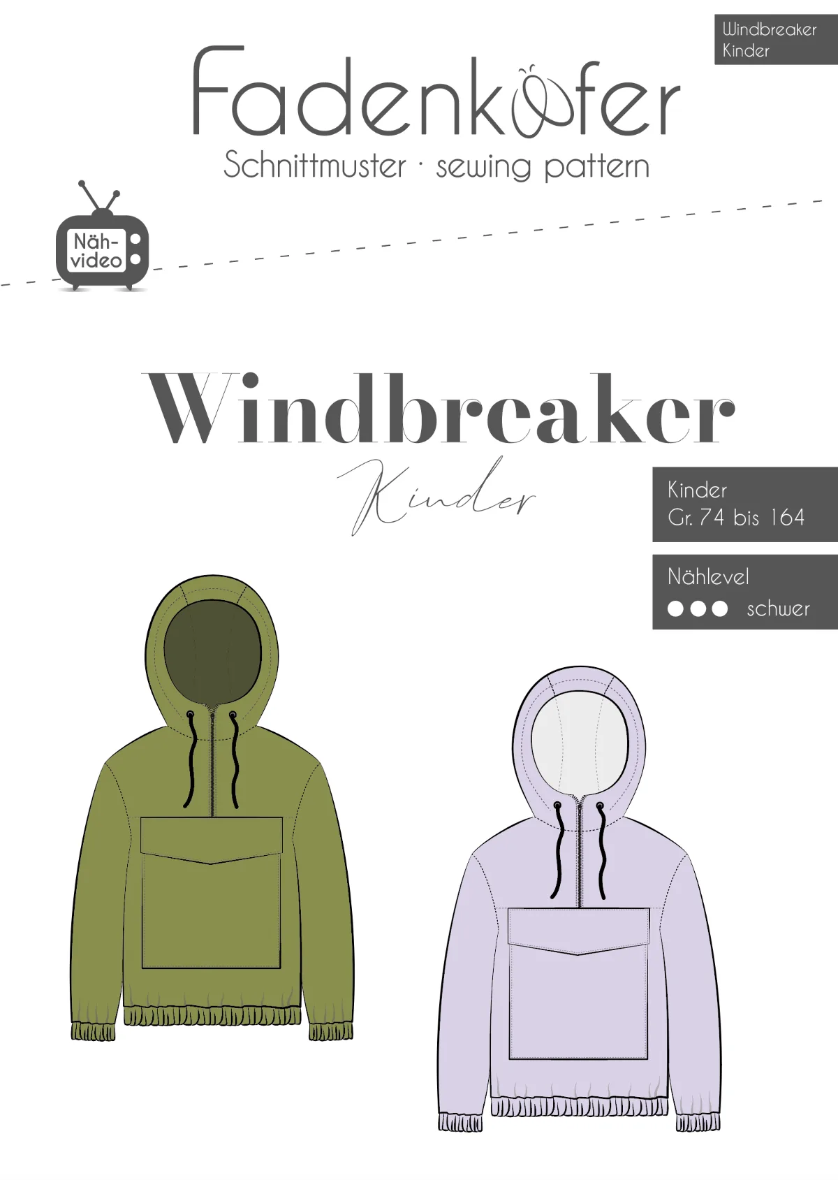 Papierschnittmuster Windbreaker Kinder von Fadenkäfer im Umschlag