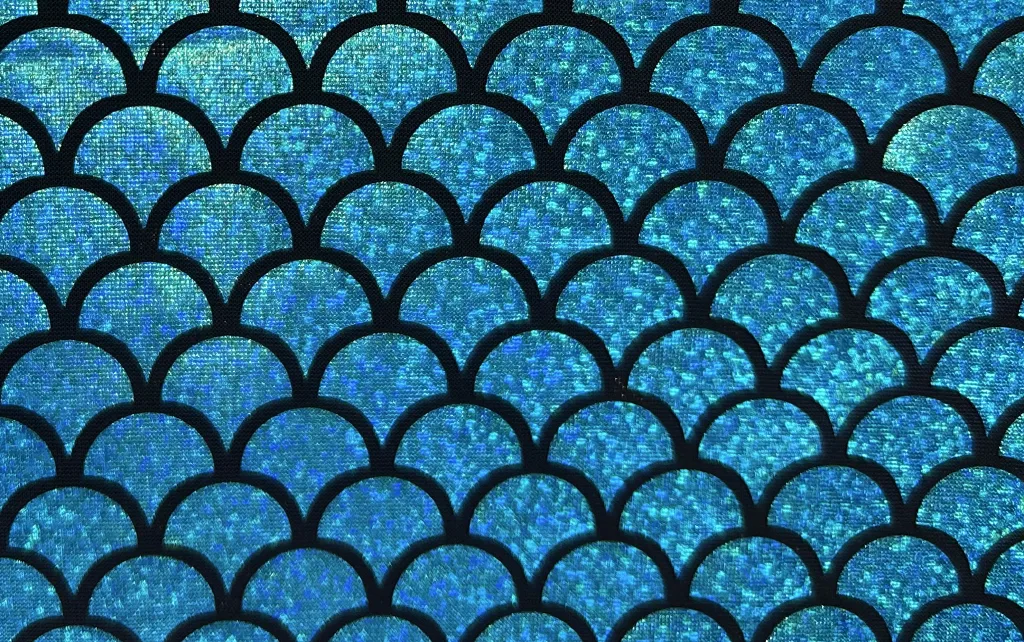 Baumwolljersey Geometrisch in Türkis, Meterware im Detail