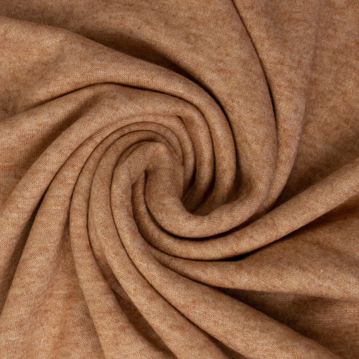 Strickstoff Feinstrick Meliert in Terrakotta, Meterware im Detail