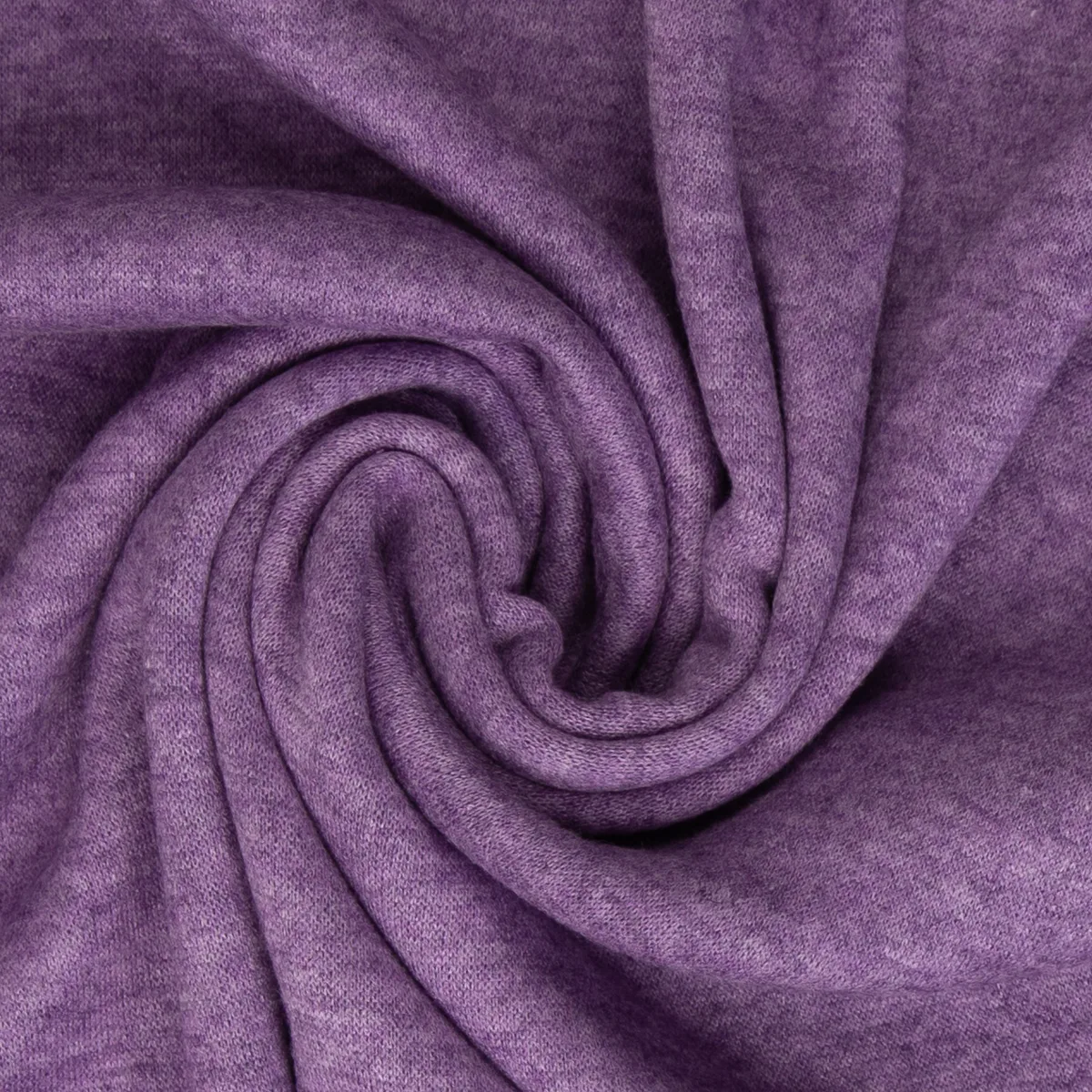 Strickstoff Feinstrick Meliert in Lila, Meterware im Detail