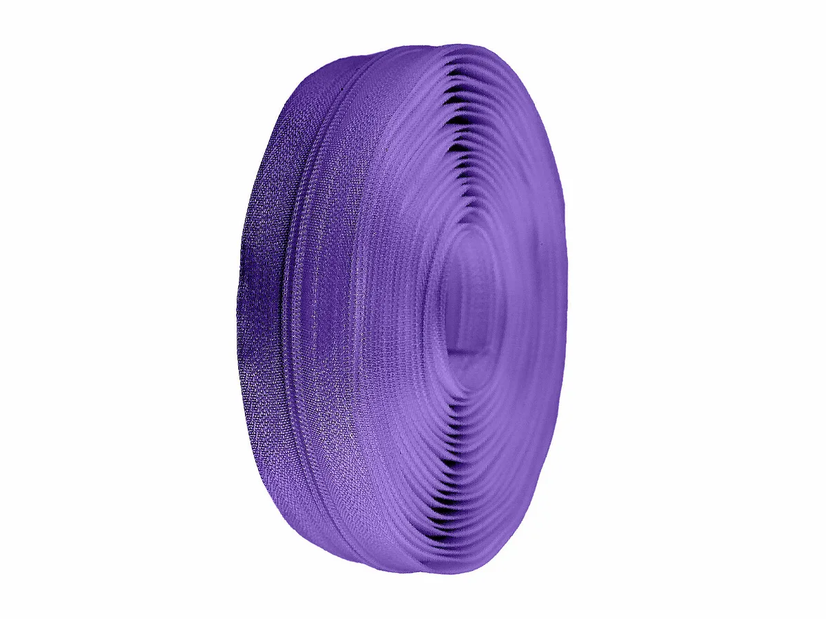 Reißverschluss als Meterware in Lila, spiralförmig, mit 3 mm Spiralbreite