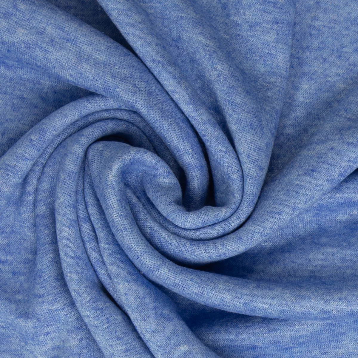 Strickstoff Feinstrick Meliert in Blau, Meterware im Detail