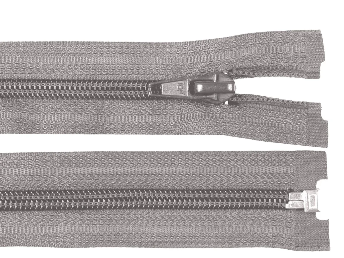 Reißverschluss teilbar 85 cm in Grau, Spirale 5 mm