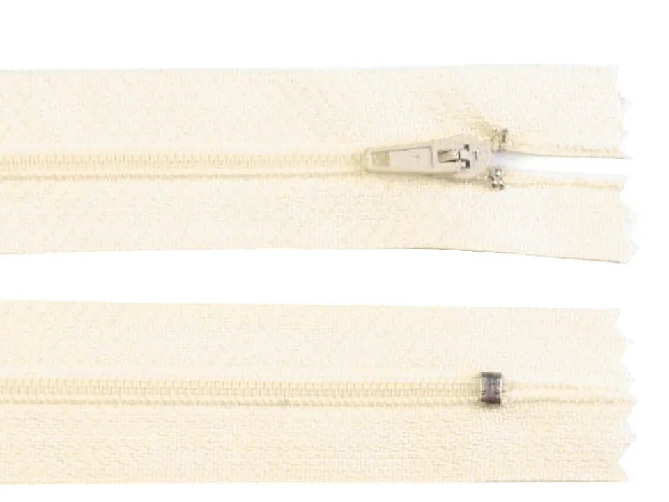 Reißverschluss nicht teilbar 30 cm in Creme, Spirale 3 mm