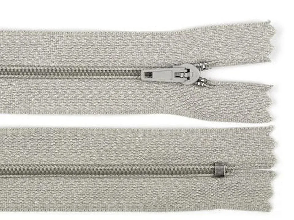 Reißverschluss nicht teilbar 30 cm in Beigegrau, Spirale 3 mm