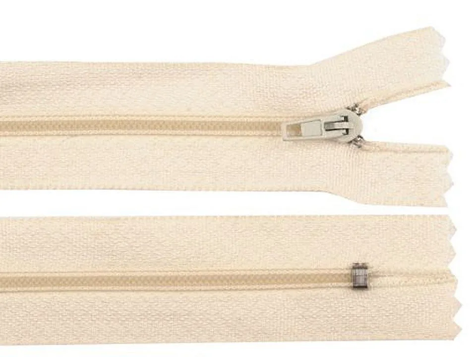 Reißverschluss nicht teilbar 45 cm in Creme, Spirale 3 mm