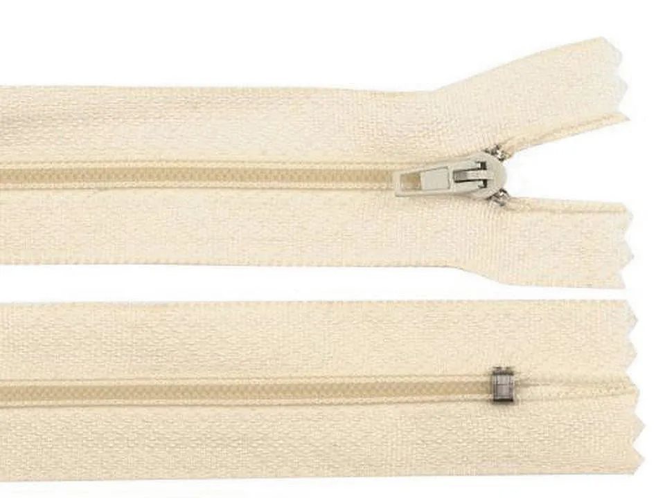 Reißverschluss nicht teilbar 35 cm in Creme, Spirale 3 mm