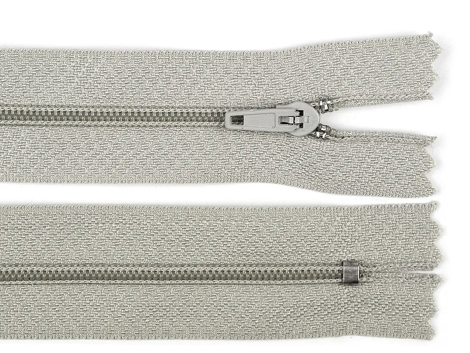 Reißverschluss nicht teilbar 35 cm in Beigegrau, Spirale 3 mm