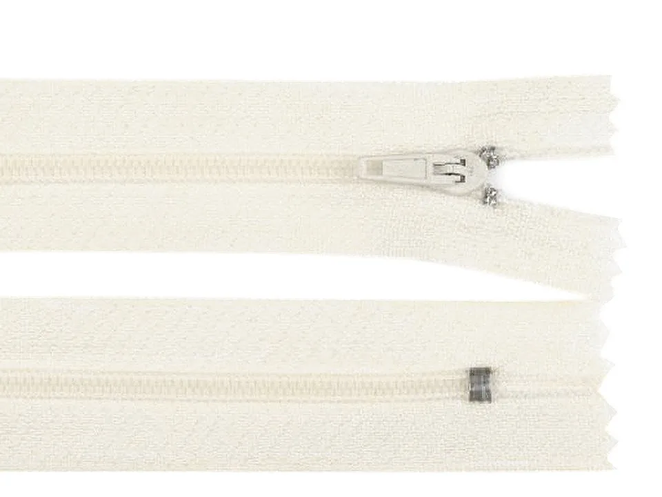 Reißverschluss nicht teilbar 40 cm in Naturweiß, Spirale 3 mm