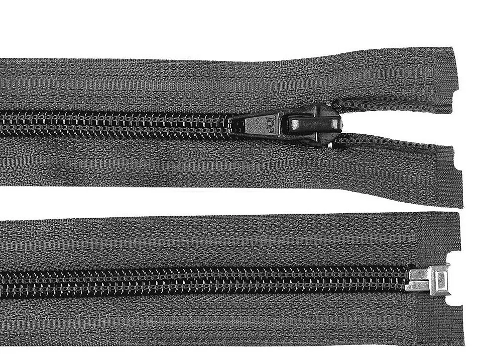 Reißverschluss teilbar 90 cm in Dunkelgrau, Spirale 6 mm
