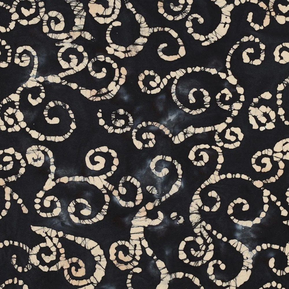 Baumwollwebware Popeline Batik in Schwarz, Meterware im Detail