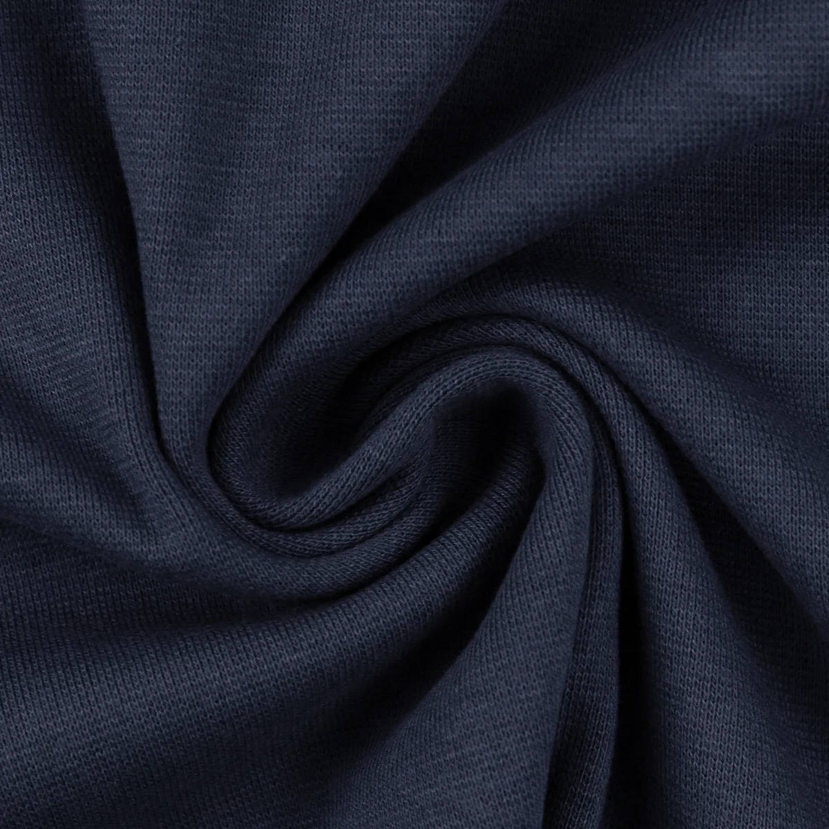 Sommersweat French Terry in Jeansblau, Reststück, Stoff im Ausschnitt