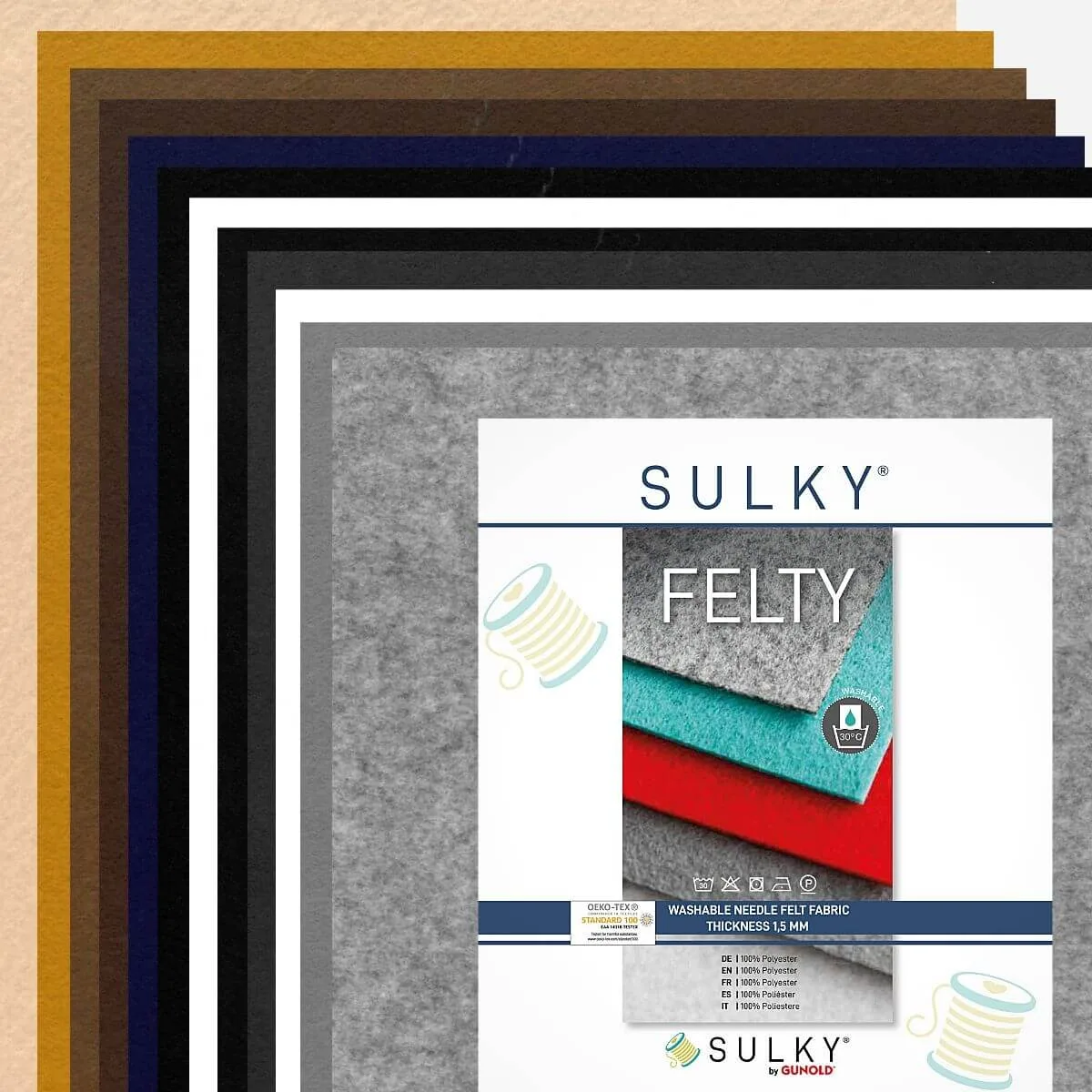Sulky Felty Stickfilz 12 Bögen 21 × 29,5 cm in Bunt