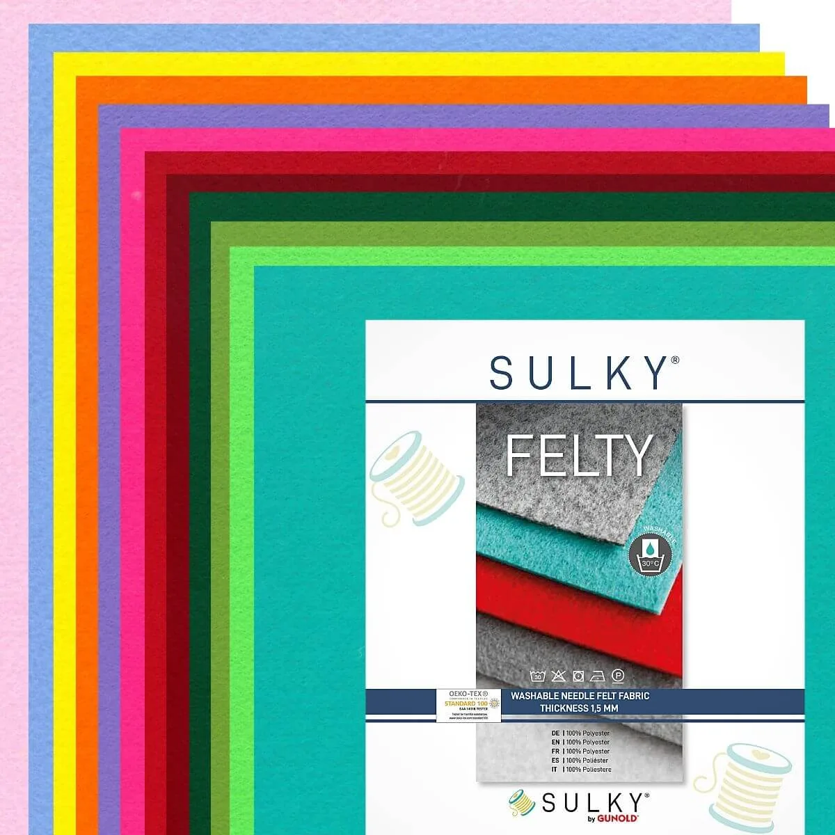 Sulky Felty Stickfilz 12 Bögen 21 × 29,5 cm in Bunt