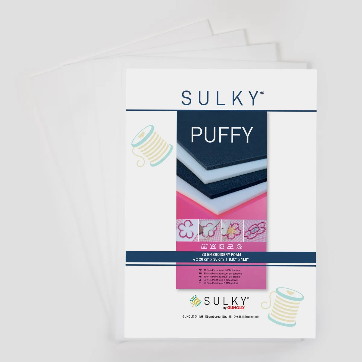 Sulky Puffy Volumenvlies 4 Bögen 20 × 30 cm in Weiß