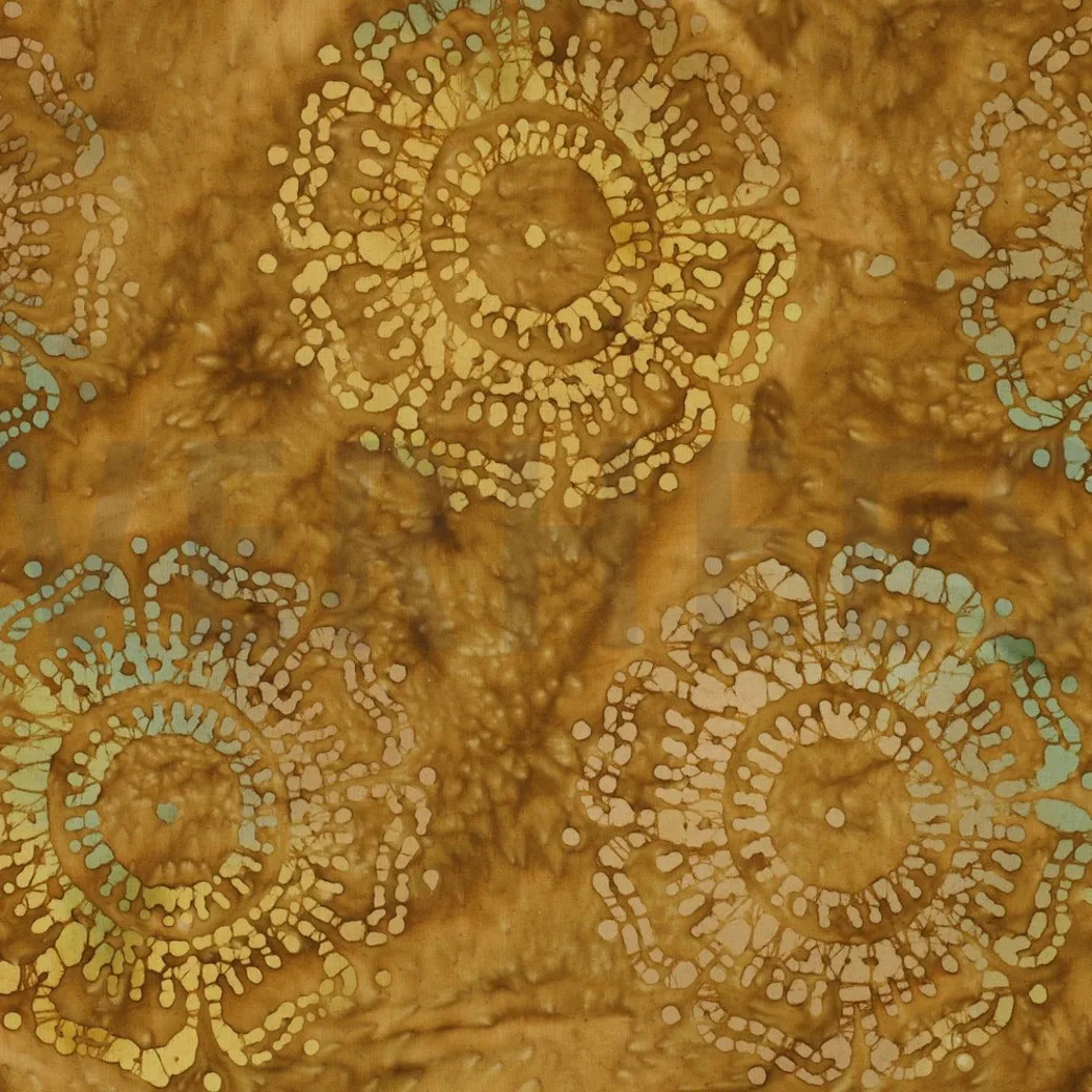 Baumwollwebware Popeline Batik in Ocker, Meterware im Detail