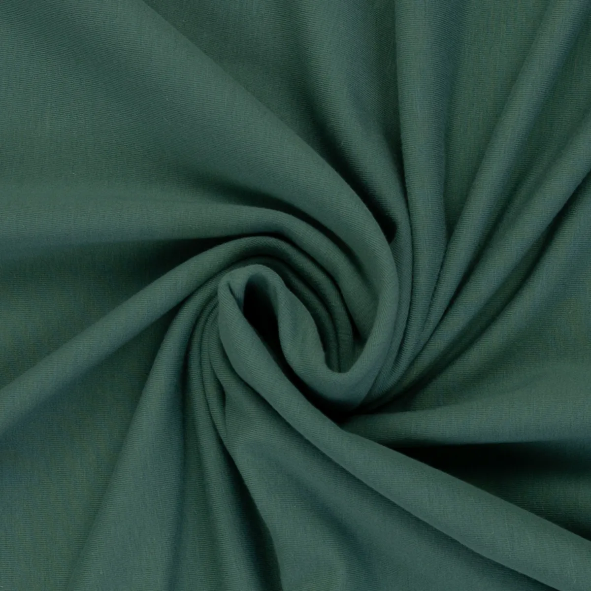 Baumwolljersey in Smaragd, Meterware im Detail